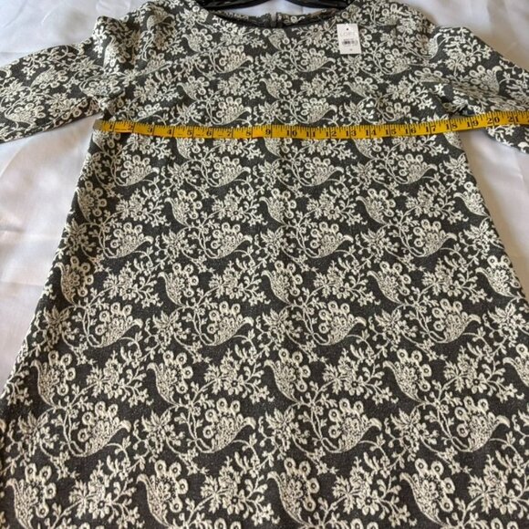 Loft Gray & White Floral Long-Sleeve Dress Size M With Back Zipper - Picture 10 of 11